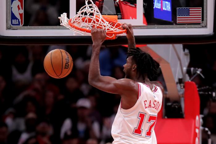 Rockets forward Tari Eason dunks against the Indiana Pacers during the fourth quarter at Toyota Center.